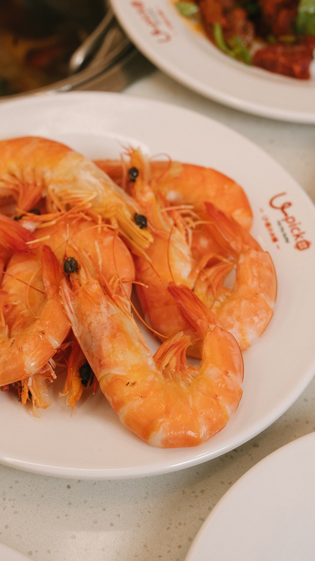 Cooked prawns served at U PICK Hot Pot